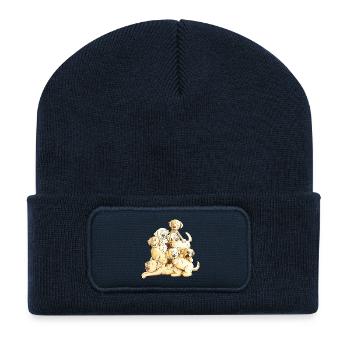 Golden Retriever Dog Puppy Comic Dog Gift - Recycled Patch Beanie - french navy - Front
