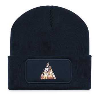 MERRY WOOFMAS Chien de Noël pile I chiens - Beanie recyclé à patch - bleu marine - Devant