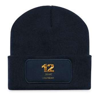 12 Jahre Legendär - Recycelte Patch Beanie - French Navy - Vorne