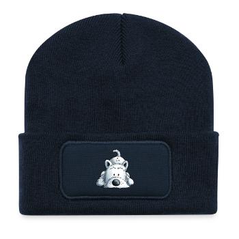 Westie - West Highland White Terrier - Chien - Beanie recyclé à patch - bleu marine - Devant