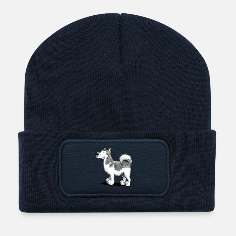 Alakan Malamute - Husky - Hund - Comic - Recycelte Patch Beanie - French Navy