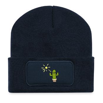 Kaktus mit Sonnenlächeln - Recycelte Patch Beanie - French Navy - Vorne