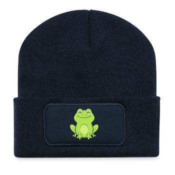 Frosch Frösche - Recycelte Patch Beanie - French Navy - Vorne