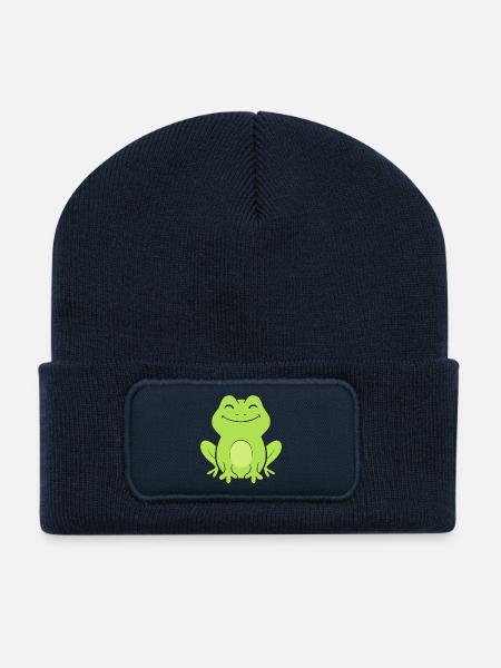 Frosch Frösche - Recycelte Patch Beanie - French Navy