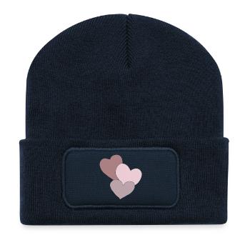 herzen drei - Recycelte Patch Beanie - French Navy - Vorne