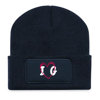 I love Gaurin buste - Beanie recyclé à patch - bleu marine - Devant