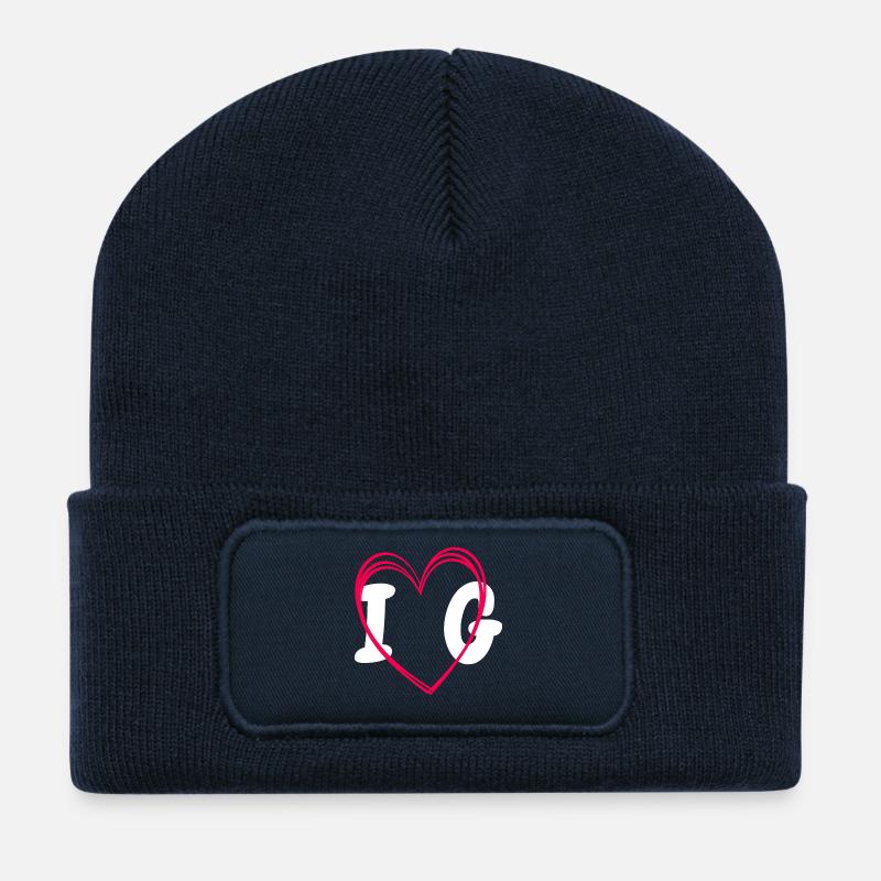 I love Gaurin buste - Beanie recyclé à patch - bleu marine