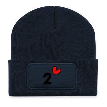2 YEARS. 2nd ANNIVERSARY. BIRTHDAY 2 YEARS. HEART - Recycled Patch Beanie - french navy - Front