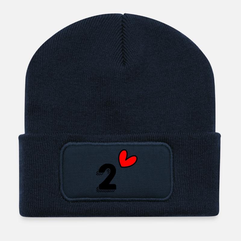 2 JAHRE. 2. JAHRESTAG. GEBURTSTAG 2 JAHRE. HERZ - Recycelte Patch Beanie - French Navy