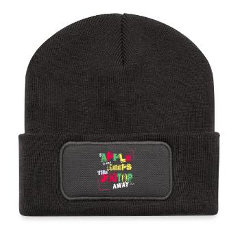 Une pomme par jour éloigne le médecin - Beanie recyclé à patch - charbon - Devant