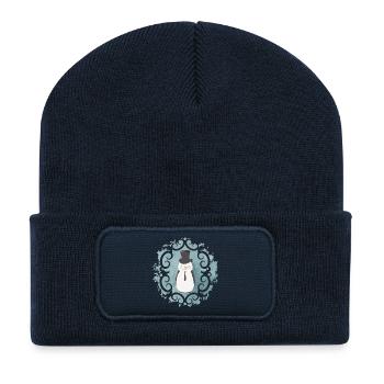 Snowman with top hat, hat and tie in winter - Recycled Patch Beanie - french navy - Front