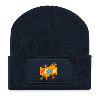 Helau Splash Karnevaldesign - Recycelte Patch Beanie - French Navy - Vorne