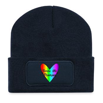 MAMAN. FÊTE DES MÈRES. BONNE FÊTE MAMAN. COEUR - Beanie recyclé à patch - bleu marine - Devant