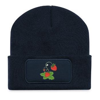 erdbeerpflanze impressionismus - Recycelte Patch Beanie - French Navy - Vorne