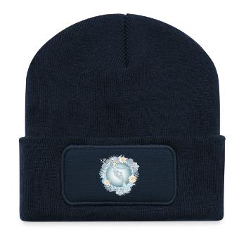 Belle Sirène dans un cadre maritime - Beanie recyclé à patch - bleu marine - Devant