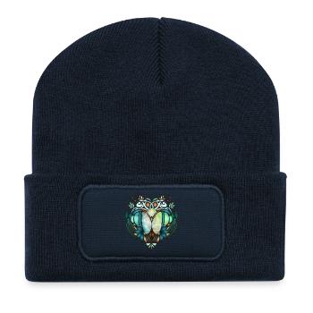 Jugendstil Ornament in transparenter Glas Optik - Recycelte Patch Beanie - French Navy - Vorne