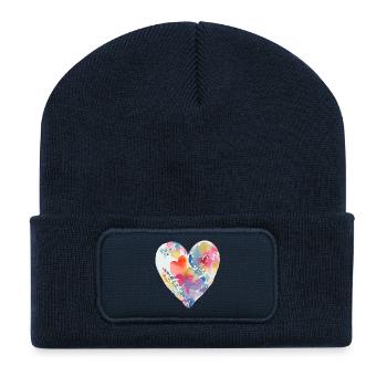 Herz - Recycelte Patch Beanie - French Navy - Vorne