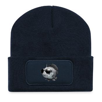 Big fish with sunglasses - Recycled Patch Beanie - french navy - Front