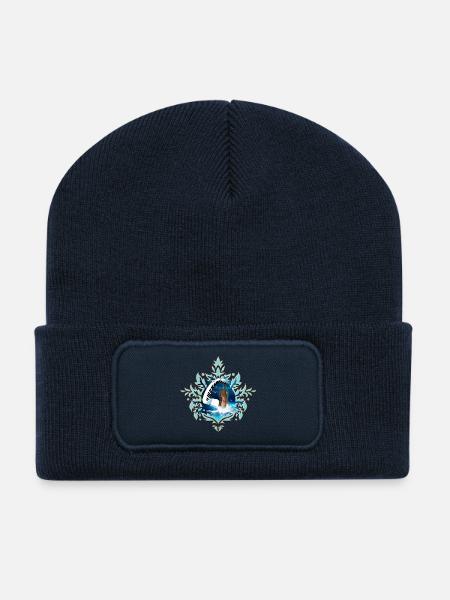 Violon steampunk avec piano incurvé dans l’océan. - Beanie recyclé à patch - bleu marine