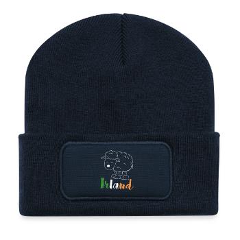 Irland Schaf (bunte Version) - Recycelte Patch Beanie - French Navy - Vorne