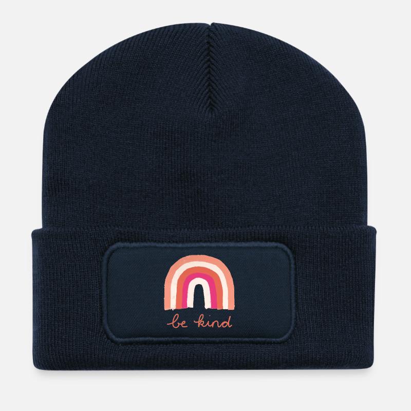 Soyez gentil arc-en-ciel - Beanie recyclé à patch - bleu marine