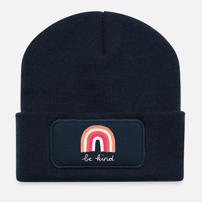 Soyez gentil arc-en-ciel - Beanie recyclé à patch - bleu marine