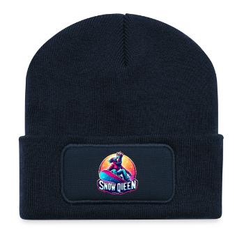 Reine des neiges Snowboard d’hiver Queen Design - Beanie recyclé à patch - bleu marine - Devant