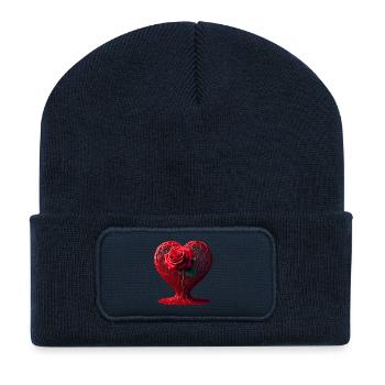 Coeur de rose (03) - Beanie recyclé à patch - bleu marine - Devant