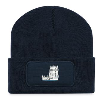 Lisbon, Torre de Belem, Portugal, Hand Drawing - Recycled Patch Beanie - french navy - Front