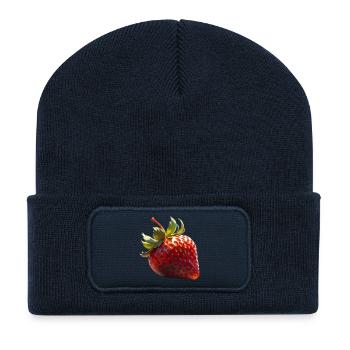 ich Liebe Erdbeeren - Recycelte Patch Beanie - French Navy - Vorne