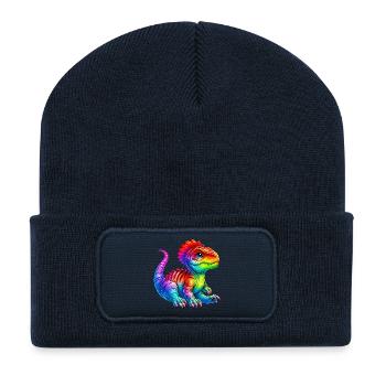 Dinosaure - Beanie recyclé à patch - bleu marine - Devant