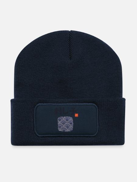Sashiko - Japanische Stickerei - Sticken - Japan - Recycelte Patch Beanie - French Navy