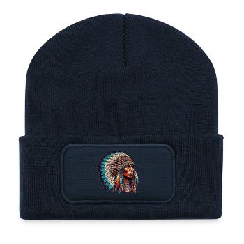 Amérindien Peau rouge d’Amérique - Beanie recyclé à patch - bleu marine - Devant