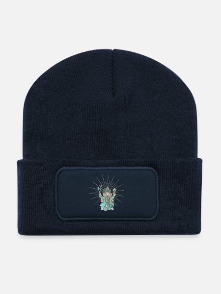 Éléphant indien Ganesha. - Beanie recyclé à patch - bleu marine