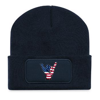 USA Flag Surfing Icon - Recycled Patch Beanie - french navy - Front