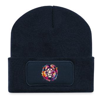 Lion - Recycled Patch Beanie - french navy - Front