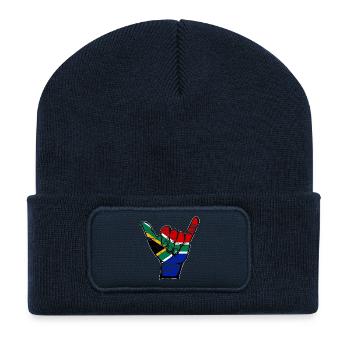 Drapeau de l’Afrique du Sud Symbole de surf utilisé - Beanie recyclé à patch - bleu marine - Devant