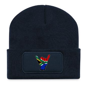 Drapeau de l’Afrique du Sud Symbole de surf - Beanie recyclé à patch - bleu marine - Devant