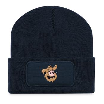 Chien cochon hurlant - Beanie recyclé à patch - bleu marine - Devant