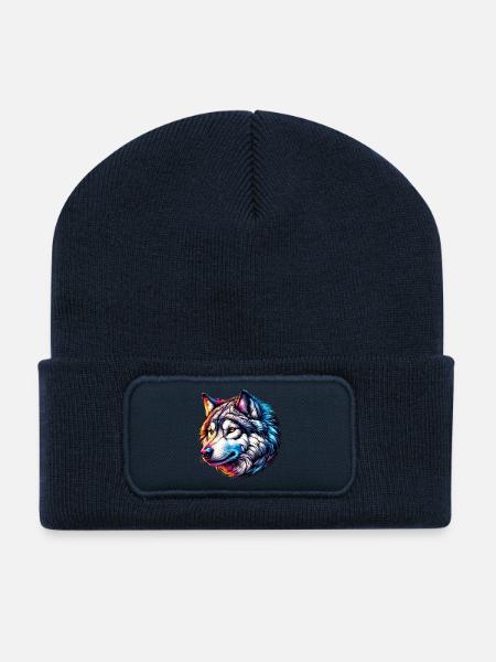 Loup - Beanie recyclé à patch - bleu marine