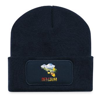 Aquarell Landkarte Belgien - Recycelte Patch Beanie - French Navy - Vorne
