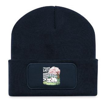 Not lazy - Energy Saving Kitty - Recycled Patch Beanie - french navy - Front