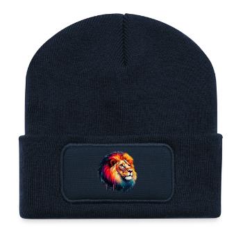 Lion - Recycled Patch Beanie - french navy - Front