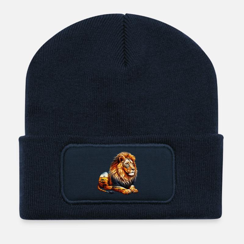 Löwe - Recycelte Patch Beanie - French Navy