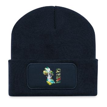 Carte à l’aquarelle de la Guyane - Beanie recyclé à patch - bleu marine - Devant