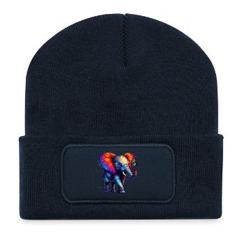 Elephant and Butterfly - Recycled Patch Beanie - french navy - Front