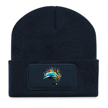 Dauphin - Beanie recyclé à patch - bleu marine - Devant