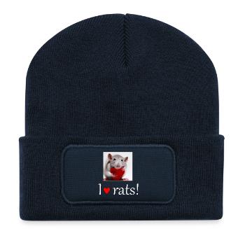 Ratte mit Herz - Recycelte Patch Beanie - French Navy - Vorne