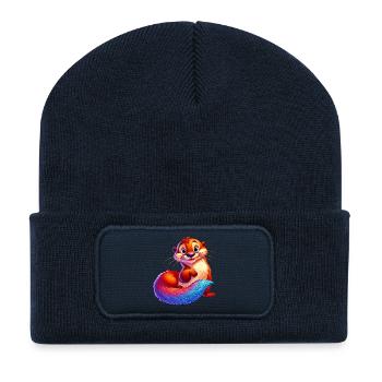 Loutre - Beanie recyclé à patch - bleu marine - Devant