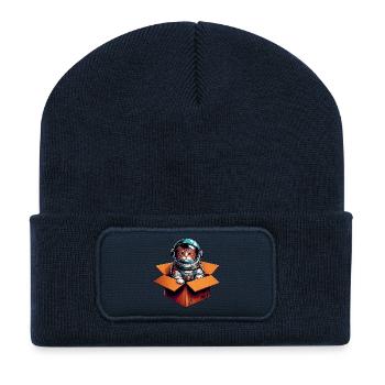 Astronaut Katze - Recycelte Patch Beanie - French Navy - Vorne